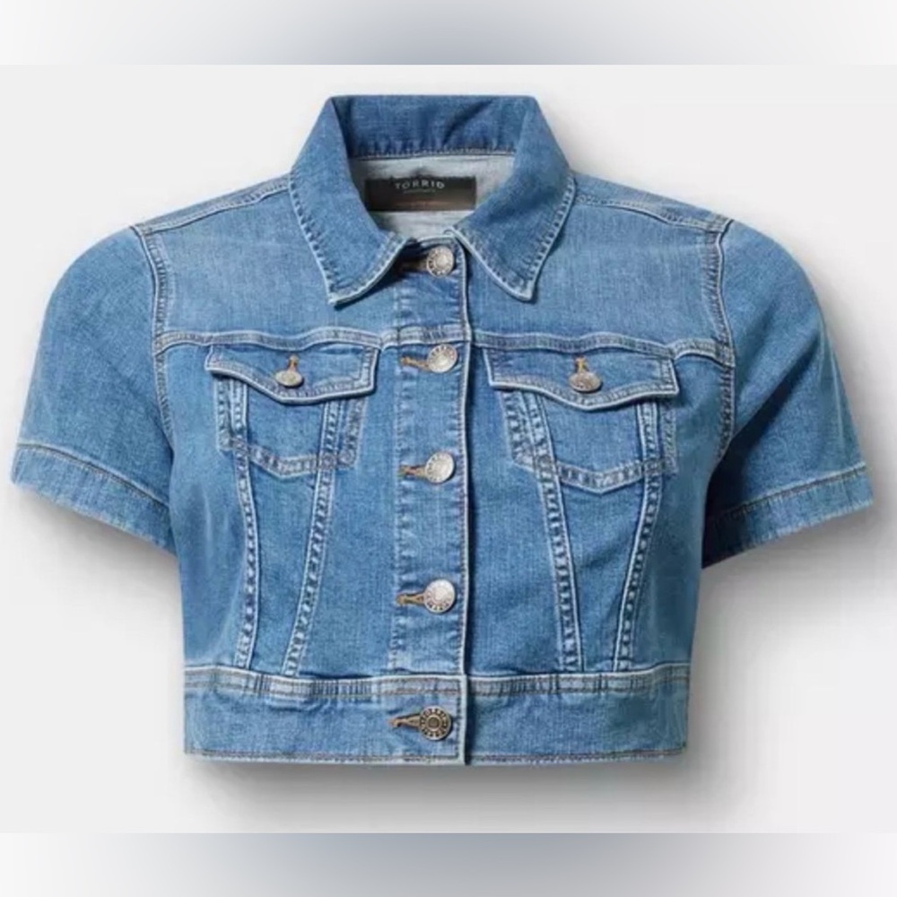Torrid Denim Short Sleeve Trucker Crop Jacket